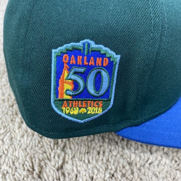 Oakland Athletics New Era 59Fifty Enchanted Forest Sz 7 1/2 50th Anni Green Cap - Picture 7 of 8